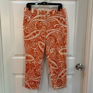 J. CREW CITY FIT ORANGE PAISLEY PANT SIZE 6
